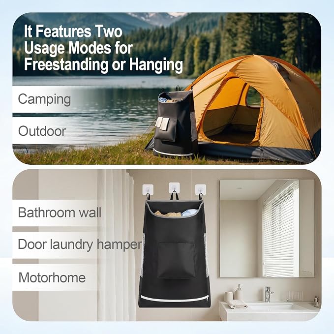 Hanging Laundry Hamper Bag, Extra Large Storage Space, - Image 2