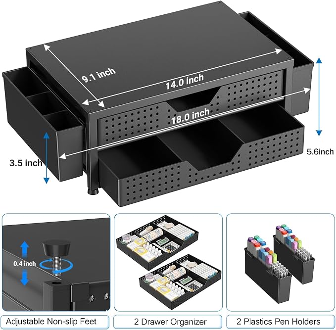 Desk Organizer and Accessories, 2-Tier Computer Monitor Stand Riser - Image 4