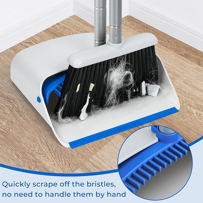 Broom and Dustpan Set with Long Handle 52", Standing Broom and Dust Pan Set - Image 2