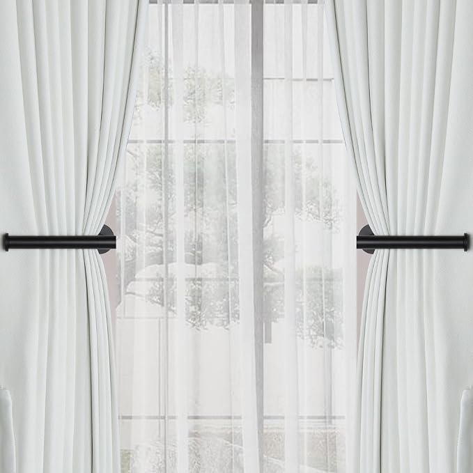 Groleca Adhesive Curtain Holdbacks, Curtain Tiebacks, 4 Pack, Metal Curtain - Image 3