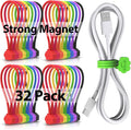 SOOOEC Magnetic Cable Ties 32 Pack, Cute Cloud 7.2" Silicone 8 Colors | Strong by SOOOEC