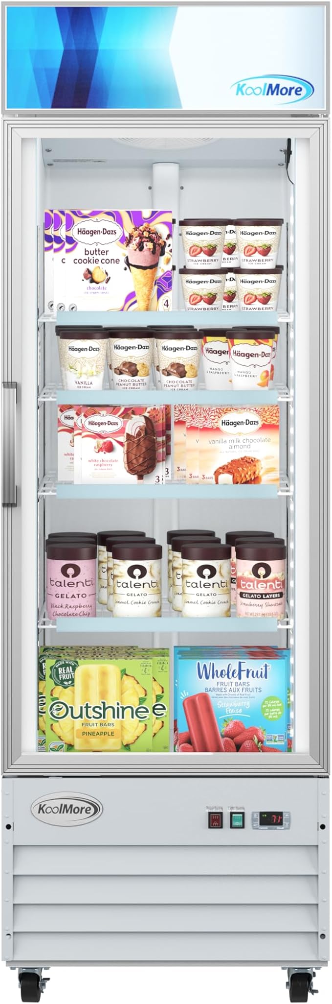 KoolMore 27 in. Commercial One Glass Door Display Upright Freezer Merchandiser in White 13 Cu. Ft. (MDF-1GD-13C-WH)
