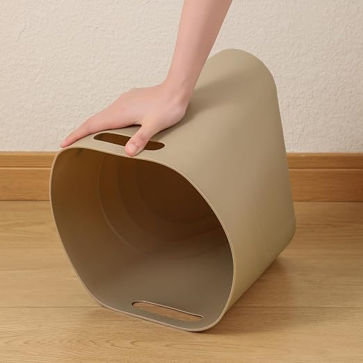 rejomiik Small Bathroom Trash Can, 3.5 Gallon Slim Garbage Can, Khaki | Plastic - Image 7