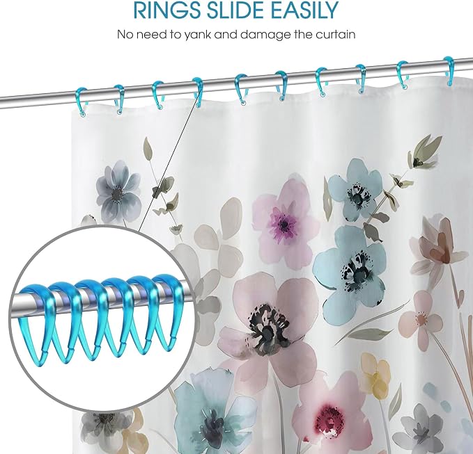 Top-spring Turquoise Shower Curtain Hooks 12Pcs Drop Shaped Hooks Shower - Image 3