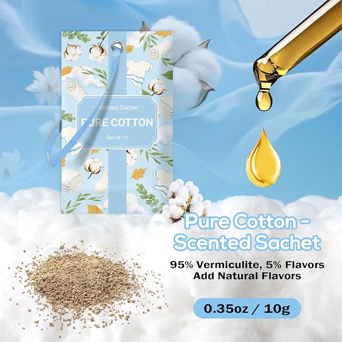 SCENTORINI Scented Sachets for Drawer and Closet, Pure Cotton Scent 14 Pack - Image 3