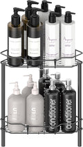 HuggieGems Metal Floor Standing Corner Shower Caddy, Matt Black, 2 Tier by HuggieGems