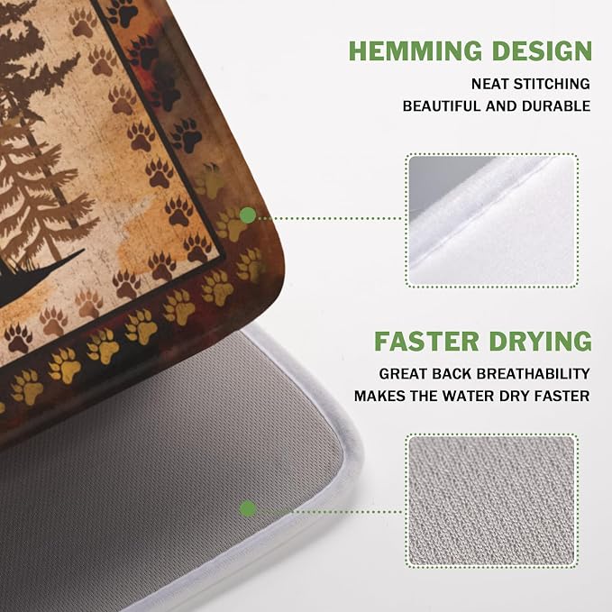 Giwawa Forest Deer Dish Drying Mat Wildlife Animal Dishes Pad 16"x18" - Image 4