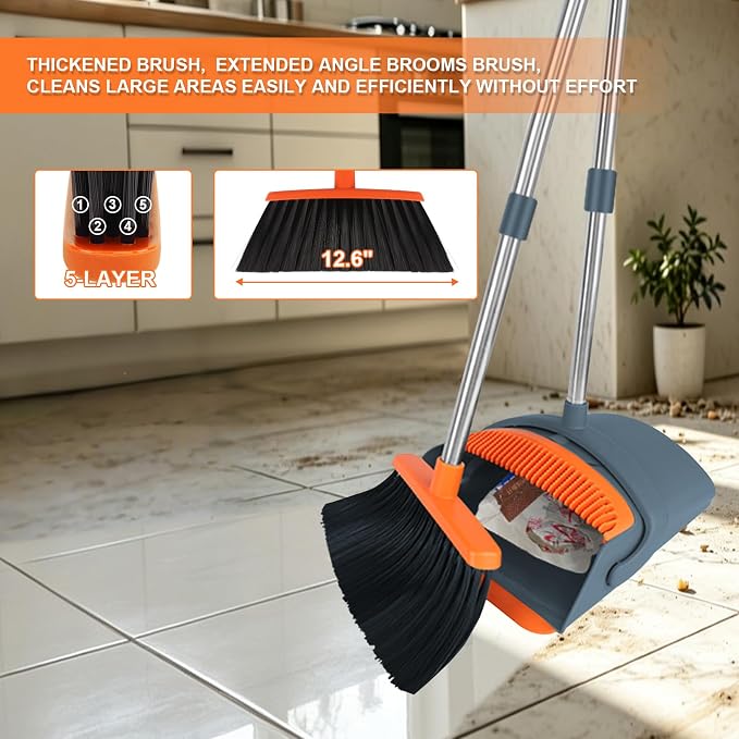 Broom and Dustpan Combo Set, Kitchens & Tight Spaces, Built-in Comb Dustpan - Image 8