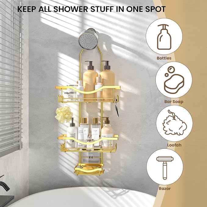 REINHARDT Adjustable Shower Caddy Hanging Rustproof Shower Organizer - Image 7