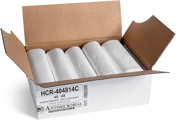 Aluf Plastics 45 Gal Clear Trash Bags, 14 Micron - Image 2