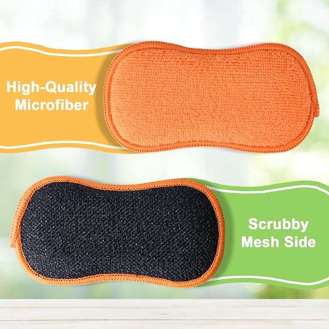 GLIMGLINT 12 Pack Dish Sponges Kitchen, Non-Scratch Microfiber Sponges | - Image 2