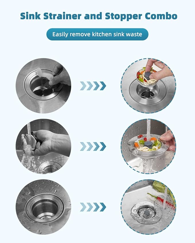 All Metal Sink Drain Strainer for Kitchen Sink, Universal Fit - Image 2