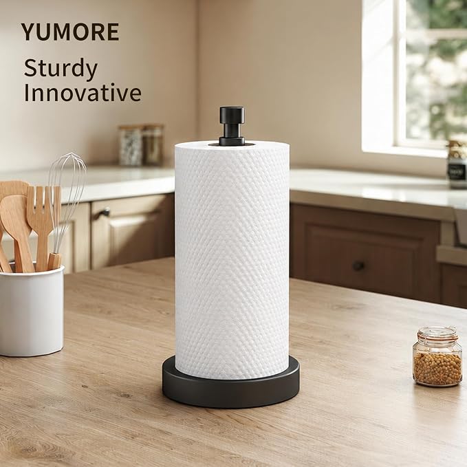 YUMORE 3.9lbs Heavy Duty Paper Towel Holder Countertop Weighted Base Black - Image 2