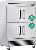 COOLCHEF 54" Commercial Refrigerator 49 Cu.Ft, Stainless Steel 4-Door Reach-in Fridge, 33–40℉, Air Cooling, LED Light, 6 Shelves, R290, ETL