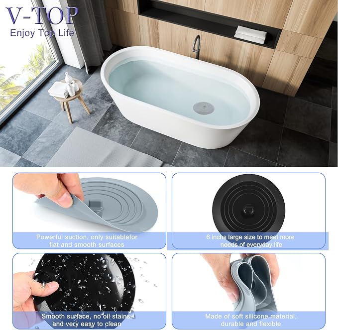 V-TOP Sink Strainer Stopper 4 Pack, Universal Silicone Kitchen Sink Drain - Image 3