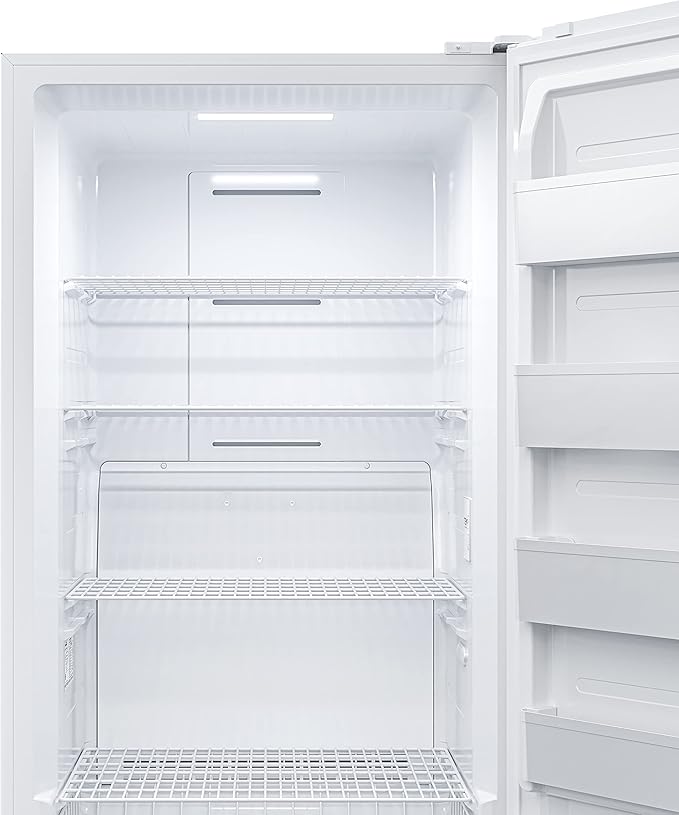 KoolMore Upright Freezer/Refrigerator Convertible, 2-in-1 Appliance, Home, Dorm, and Garage Ready Fridge/Freezer Storage for Fresh or Frozen Food and Drinks, Wire Shelves and Drawer [White] (RUF-17C)