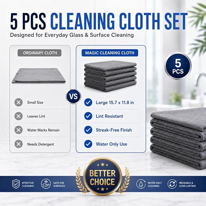 10 PCS Magic Cleaning Cloth Thick Microfiber Cleaning Cloths Streak Free Glass - Image 7