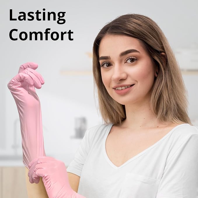 SwiftGrip Disposable Nitrile Dishwashing Gloves, Extended 12 Inches Cuff - Image 7
