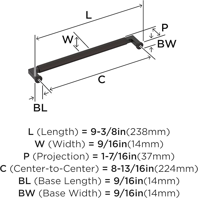 Amerock Ballard 8-13/16 inch (224mm) Center-to-Center Oil-Rubbed Bronze Cabinet Pull, BP37647ORB