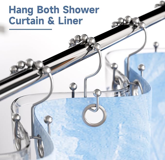 Titanker Shower Curtain Hooks Rings, Rust Resistant Metal Double Glide Shower - Image 4