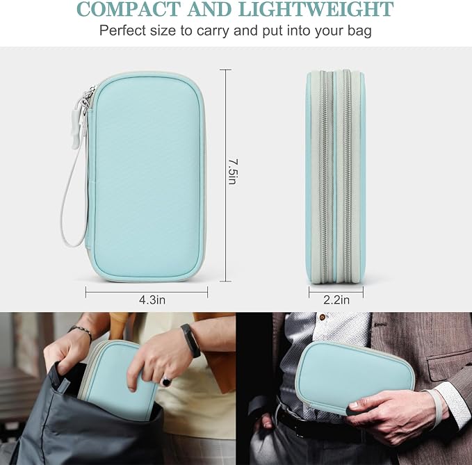 FYY Electronic Organizer, Travel Tech Pouch Bag, Cable Organizer Mint Green | - Image 2