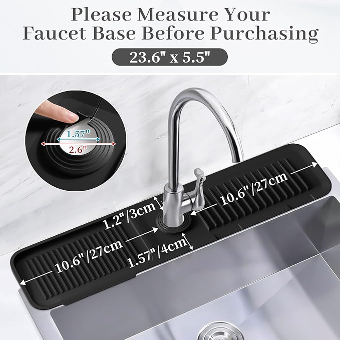 PoYang 23.6 Inch Silicone Sink Splash Guard, Kitchen Sink Mat, Keeps Faucet - Image 2