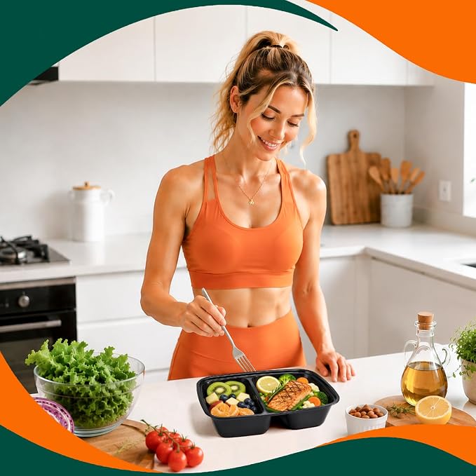 Glotoch 100 Pack32oz 2-Compartment Meal Prep Containers - Image 5
