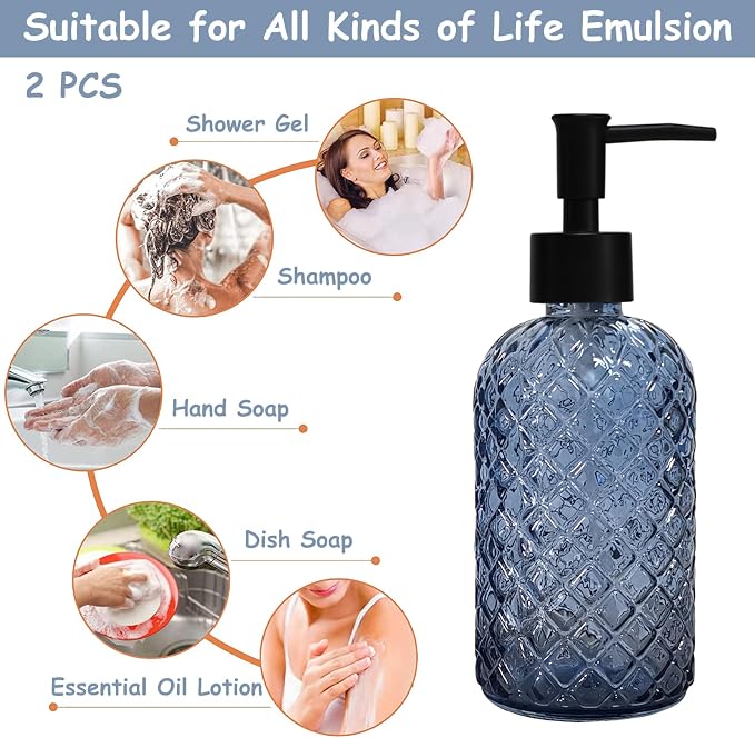 YYTSGG Blue Glass Dish Soap Dispenser - Image 4