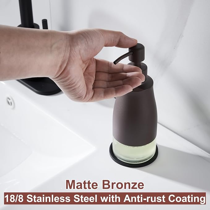 Gaussra Matte Brown Soap Dispenser - 11 OZ / 320 ML | Stainless Steel and Glass - Image 8