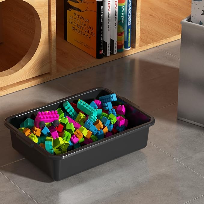 Sadstory 8 L Plastic Small Commercial Bus Tubs, Food Service Tub, 18 Packs, Black