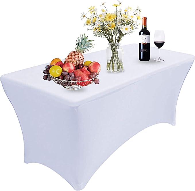 RELIANCER 1 Pack Stretch Spandex Table Covers for Rectangular Tables,4FT Elastic Fitted Tablecloth,Universal Rectangular Table Cloth Protector for Outdoor Party,Wedding,Bar,Birthday,Banquet,Events