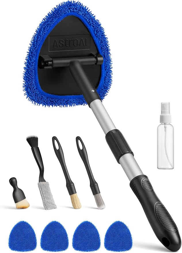 AstroAI 8pcs Windshield Cleaner Tool & Car Interior Detailing Kit | Extendable by AstroAI
