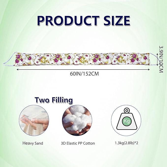 2 Pack 60 Inch 4 Inch Wide Under Door Blocker Door Draft Stopper - Image 2