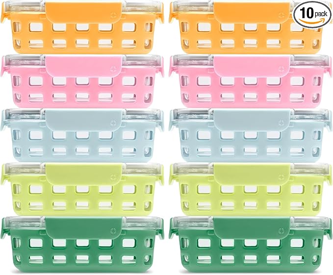 Ello Duraglass 3.4 Cup Glass Meal Prep Containers, 10 Pack by Ello