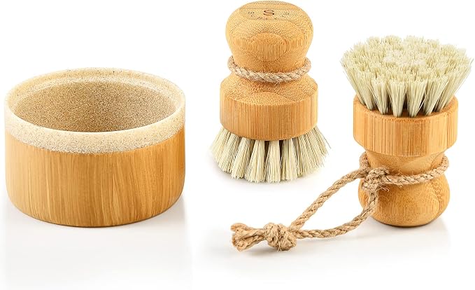 SUBEKYU Bamboo Dish Scrub Brush, Produce Brush, 2 Pack by SUBEKYU