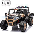 24V 2 Seater Kids Ride On UTV, Battery Powered Electric Car with Remote Control, 4WD Ride On Truck, Side by Side Ride On Car with Bluetooth, Sand Yellow