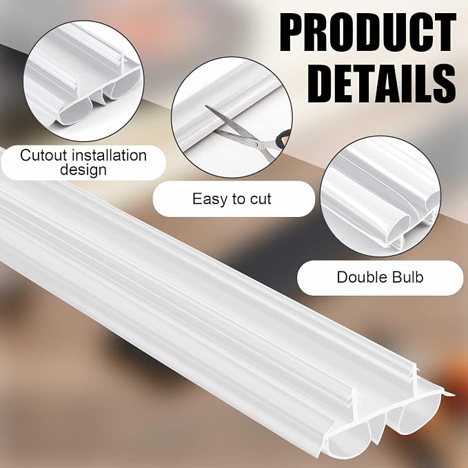 Pushglossy 4 Pcs 36" Kerf Door Sweep Double Bubble Kerf White | 1-3/4" Wide - Image 3