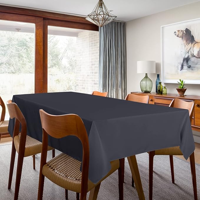 sancua 2 Pack Dark Grey Tablecloth 54 x 78 Inch, Rectangle 4 Feet Table Cloth - Stain and Wrinkle Resistant Washable Polyester Table Cover for Dining Tables, Buffet Parties and Camping