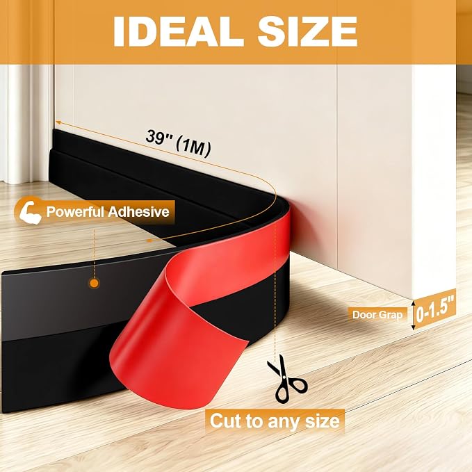 Door Draft Stopper for Bottom of Door, Blocks Draft, Save Energy | Strong - Image 2