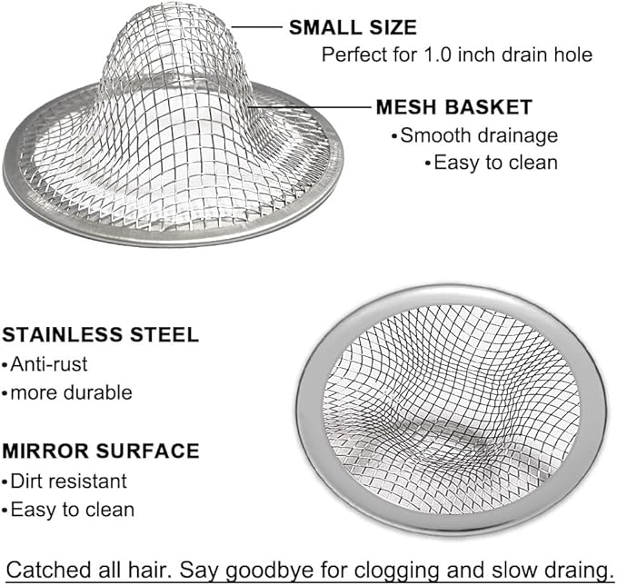 Seatery 1.0" Bathroom Sink Drain Strainers, Mop Pool, RV Sink, Stainless Steel - Image 4