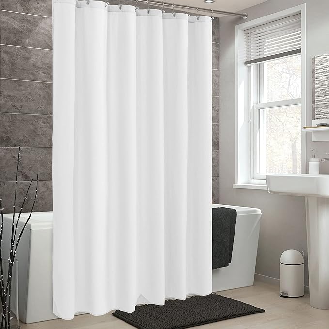 ALYVIA SPRING 72x76 Long Waterproof Fabric Shower Curtain or Liner White - Image 6