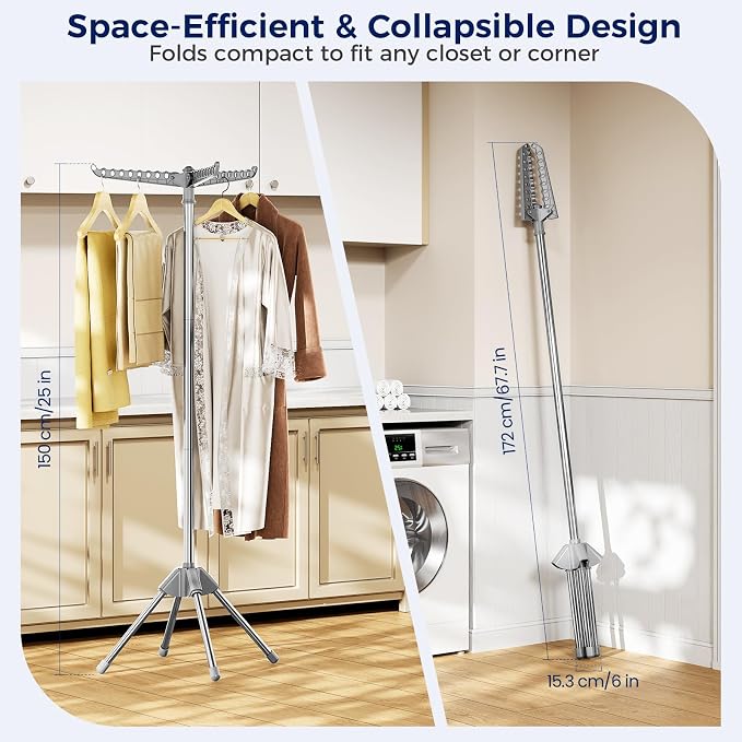 KINGBOARD Clothes Drying Rack, 3 Rotatable Arms | 360° Rotatable Arms, 27 - Image 6