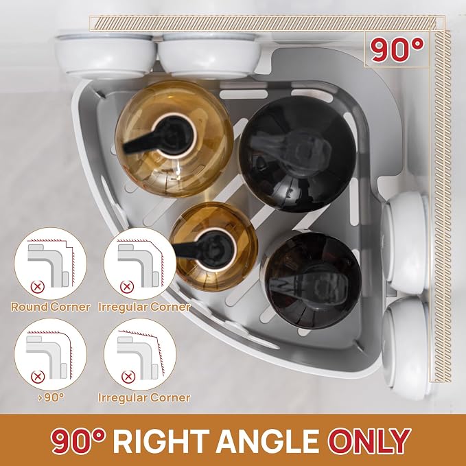 LEVERLOC Corner Shower Caddy Suction Cup, Shower Basket Suction Bathroom - Image 4