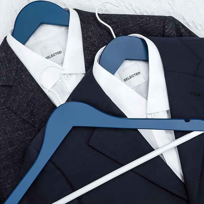 TOPIA HANGER Premium Wooden Hangers 16 Pack Blue/White Coat Hangers | Non-Slip - Image 5