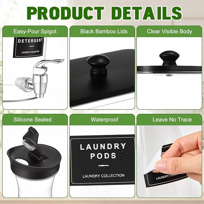 7 Pcs Laundry Detergent Dispenser Set, Laundry Room Storage - Image 3