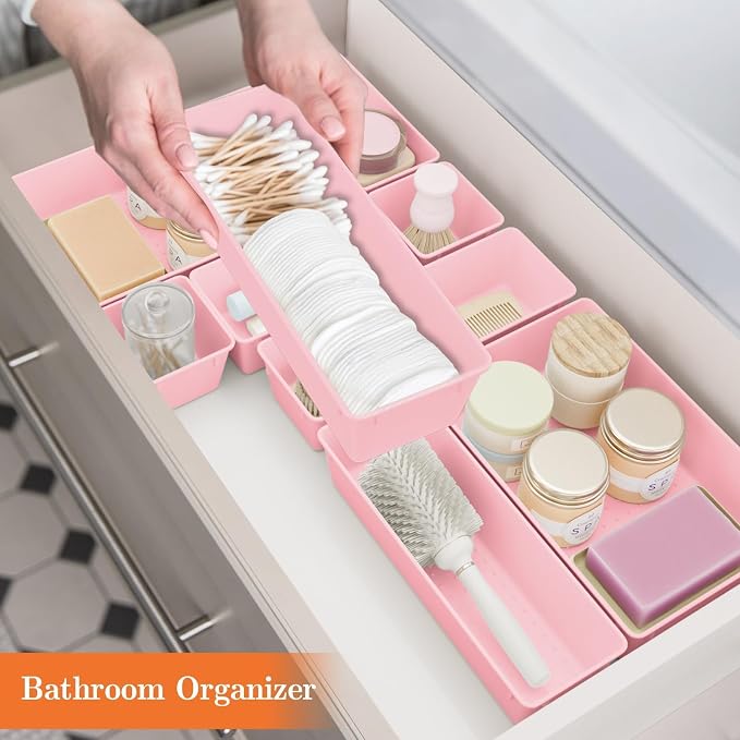 SpaceHacks 25 PCS Plastic Drawer Organizer, 4-Size Versatile Organizer Trays & - Image 7