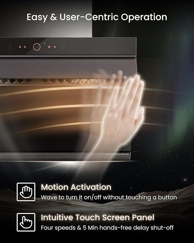 FOTILE Prestige Performance Series Under Cabinet or Wall Mount Kitchen Range Hood 1100 CFM 4 Speed Level with LED Lights, Fingerprint Resistance and Motion Control (Moonshadow, 30 Inch)