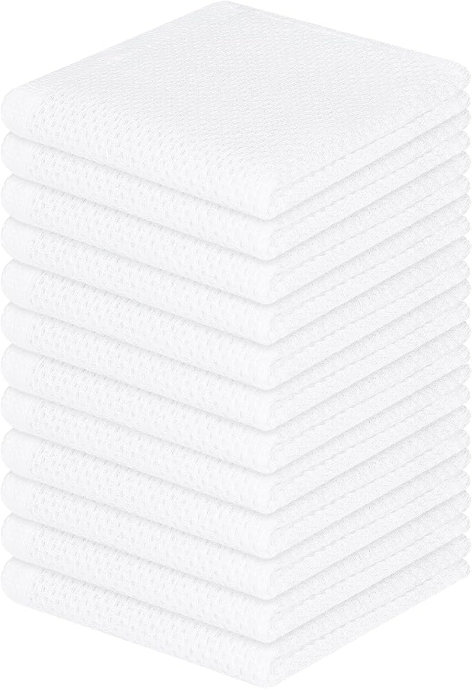 Homaxy 100% Cotton Waffle Weave Kitchen Dish Cloths 12-Pack, Ultra Soft by Homaxy