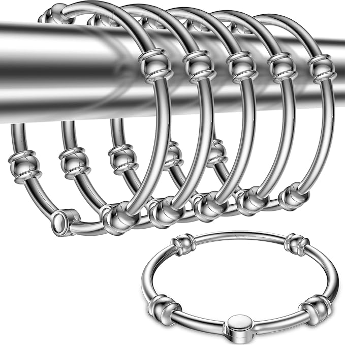 Shower Curtain Hooks, Rust Proof Metal Decorative Shower Rings by DABIDYOU