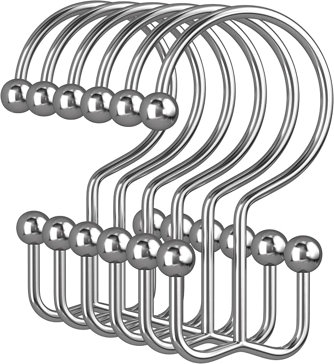 Amazer Chrome Shower Curtain Hooks, Rust-Resistant Metal Shower Hooks Shower by Amazer